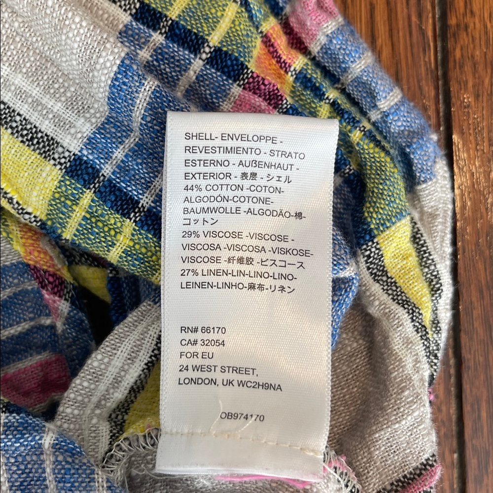 Urban Outfitters Cropped Halter Top Medium Plaid cotton linen Pink blue green - Picture 5 of 7